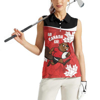 Canada Rugby Custom Women Sleeveless Polo Shirt Beaver Mascot Go Canadian