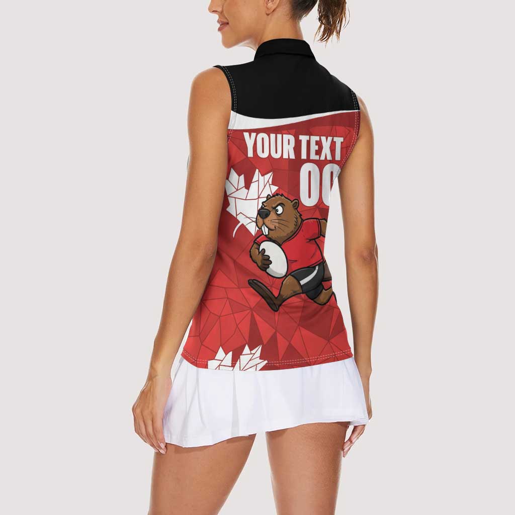 Canada Rugby Custom Women Sleeveless Polo Shirt Beaver Mascot Go Canadian