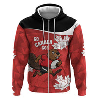 Canada Rugby Custom Zip Hoodie Beaver Mascot Go Canadian