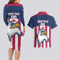 USA 2025 Rugby Custom Couples Matching Long Sleeve Bodycon Dress and Hawaiian Shirt Come On Eagle