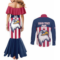 USA 2025 Rugby Custom Couples Matching Mermaid Dress and Long Sleeve Button Shirt Come On Eagle