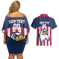USA 2025 Rugby Custom Couples Matching Off Shoulder Short Dress and Hawaiian Shirt Come On Eagle