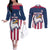 USA 2025 Rugby Custom Couples Matching Off The Shoulder Long Sleeve Dress and Long Sleeve Button Shirt Come On Eagle