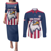 USA 2025 Rugby Custom Couples Matching Puletasi and Long Sleeve Button Shirt Come On Eagle