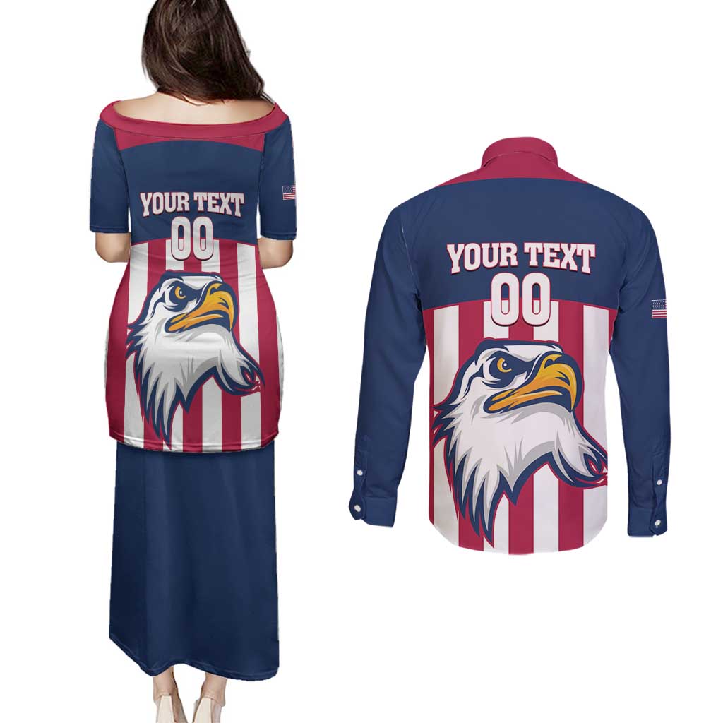 USA 2025 Rugby Custom Couples Matching Puletasi and Long Sleeve Button Shirt Come On Eagle