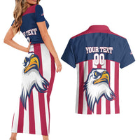 USA 2025 Rugby Custom Couples Matching Short Sleeve Bodycon Dress and Hawaiian Shirt Come On Eagle