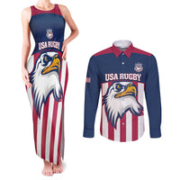 USA 2025 Rugby Custom Couples Matching Tank Maxi Dress and Long Sleeve Button Shirt Come On Eagle