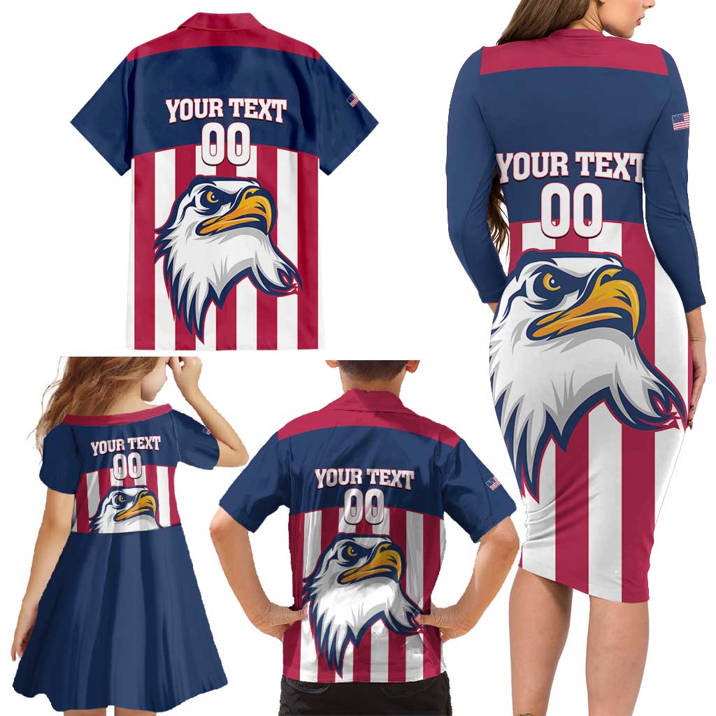 USA 2025 Rugby Custom Family Matching Long Sleeve Bodycon Dress and Hawaiian Shirt Come On Eagle