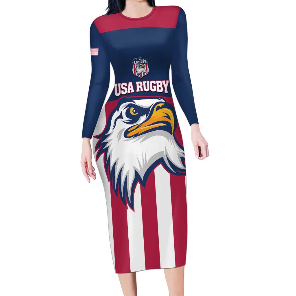 USA 2025 Rugby Custom Family Matching Long Sleeve Bodycon Dress and Hawaiian Shirt Come On Eagle