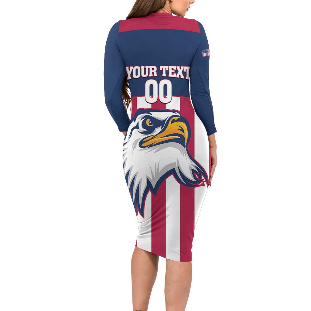 USA 2025 Rugby Custom Family Matching Long Sleeve Bodycon Dress and Hawaiian Shirt Come On Eagle