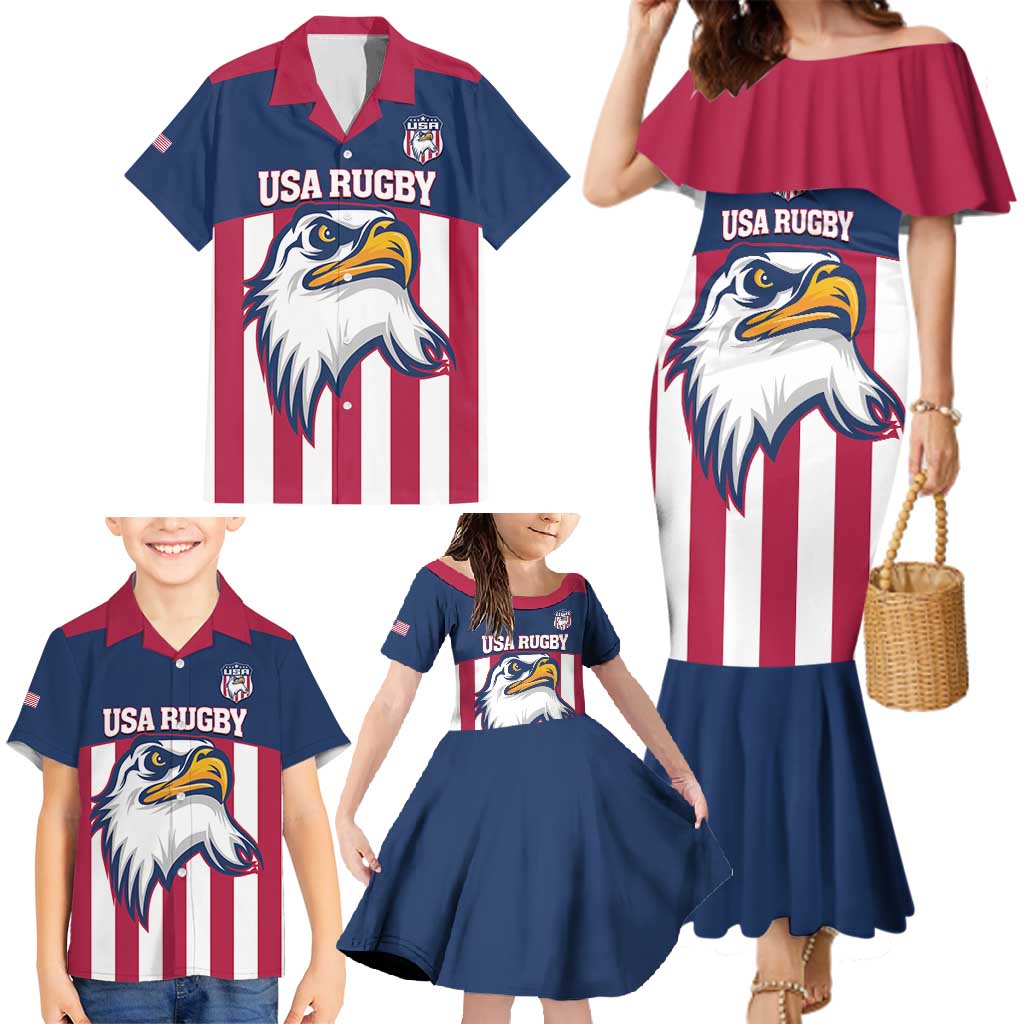 USA 2025 Rugby Custom Family Matching Mermaid Dress and Hawaiian Shirt Come On Eagle