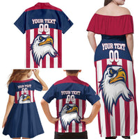 USA 2025 Rugby Custom Family Matching Off Shoulder Maxi Dress and Hawaiian Shirt Come On Eagle
