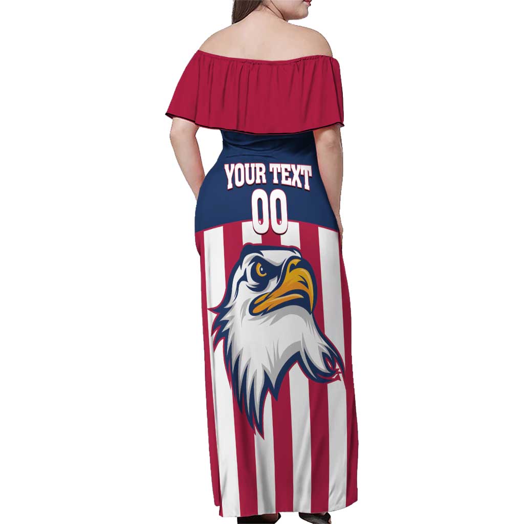 USA 2025 Rugby Custom Family Matching Off Shoulder Maxi Dress and Hawaiian Shirt Come On Eagle