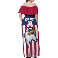 USA 2025 Rugby Custom Family Matching Off Shoulder Maxi Dress and Hawaiian Shirt Come On Eagle