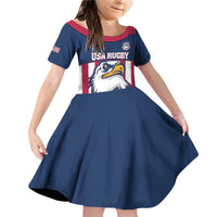 USA 2025 Rugby Custom Family Matching Off Shoulder Short Dress and Hawaiian Shirt Come On Eagle