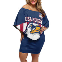 USA 2025 Rugby Custom Family Matching Off Shoulder Short Dress and Hawaiian Shirt Come On Eagle