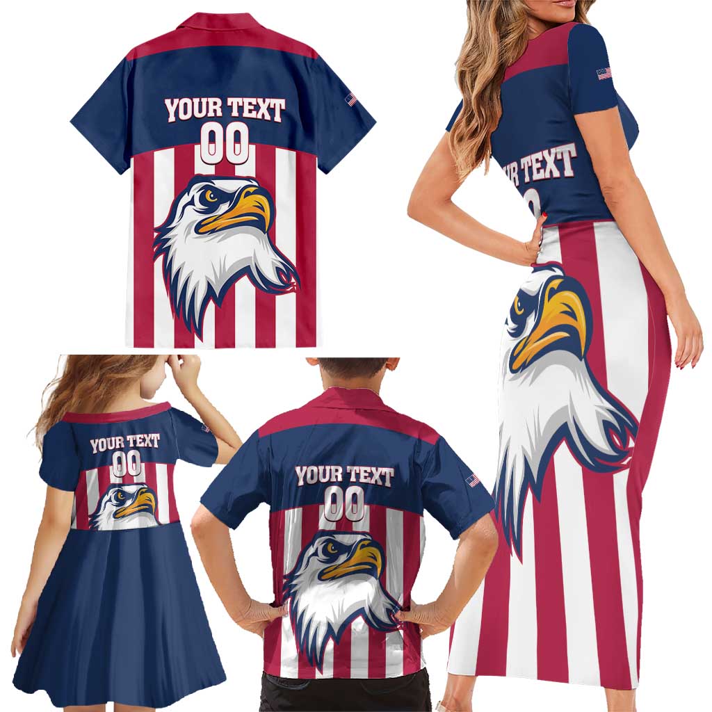 USA 2025 Rugby Custom Family Matching Short Sleeve Bodycon Dress and Hawaiian Shirt Come On Eagle