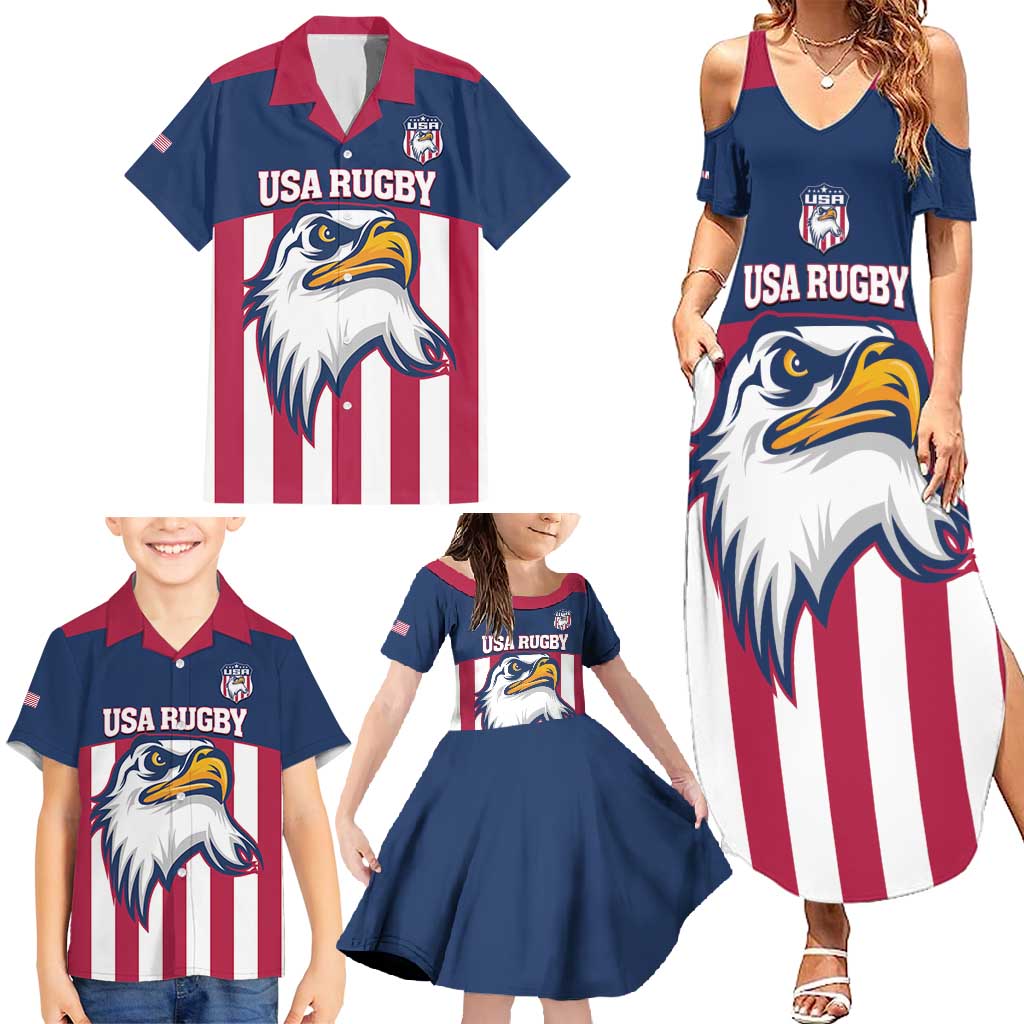 USA 2025 Rugby Custom Family Matching Summer Maxi Dress and Hawaiian Shirt Come On Eagle