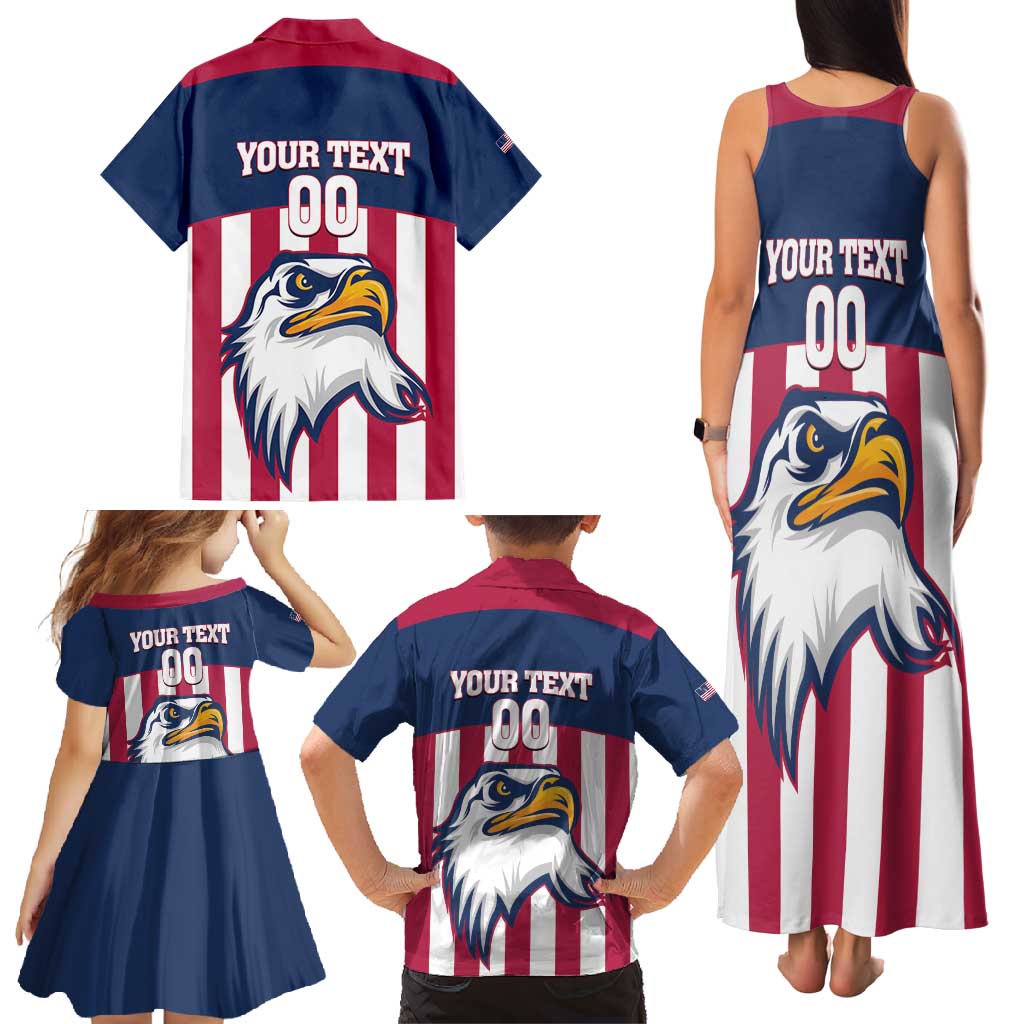 USA 2025 Rugby Custom Family Matching Tank Maxi Dress and Hawaiian Shirt Come On Eagle