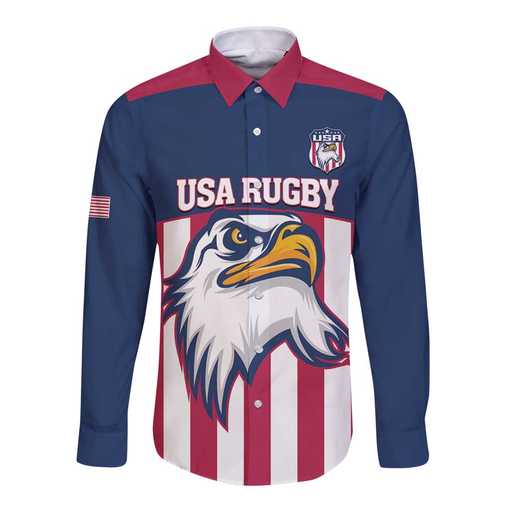 USA 2025 Rugby Custom Long Sleeve Button Shirt Come On Eagle