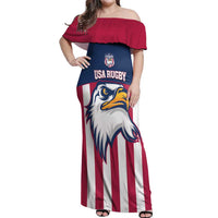 USA 2025 Rugby Custom Off Shoulder Maxi Dress Come On Eagle