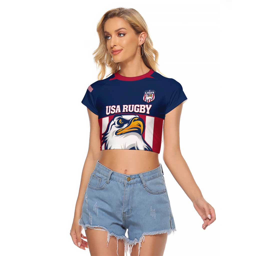 USA 2025 Rugby Custom Raglan Cropped T Shirt Come On Eagle