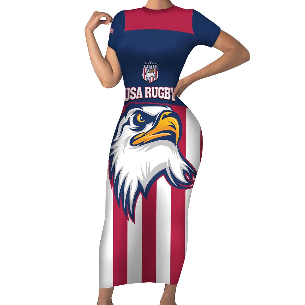 USA 2025 Rugby Custom Short Sleeve Bodycon Dress Come On Eagle