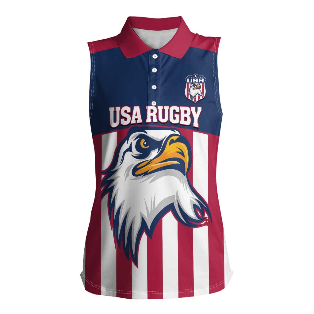 USA 2025 Rugby Custom Women Sleeveless Polo Shirt Come On Eagle