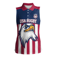 USA 2025 Rugby Custom Women Sleeveless Polo Shirt Come On Eagle