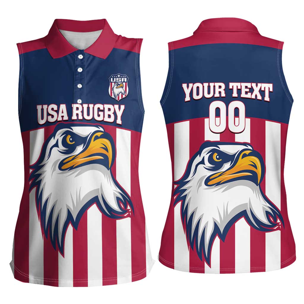 USA 2025 Rugby Custom Women Sleeveless Polo Shirt Come On Eagle