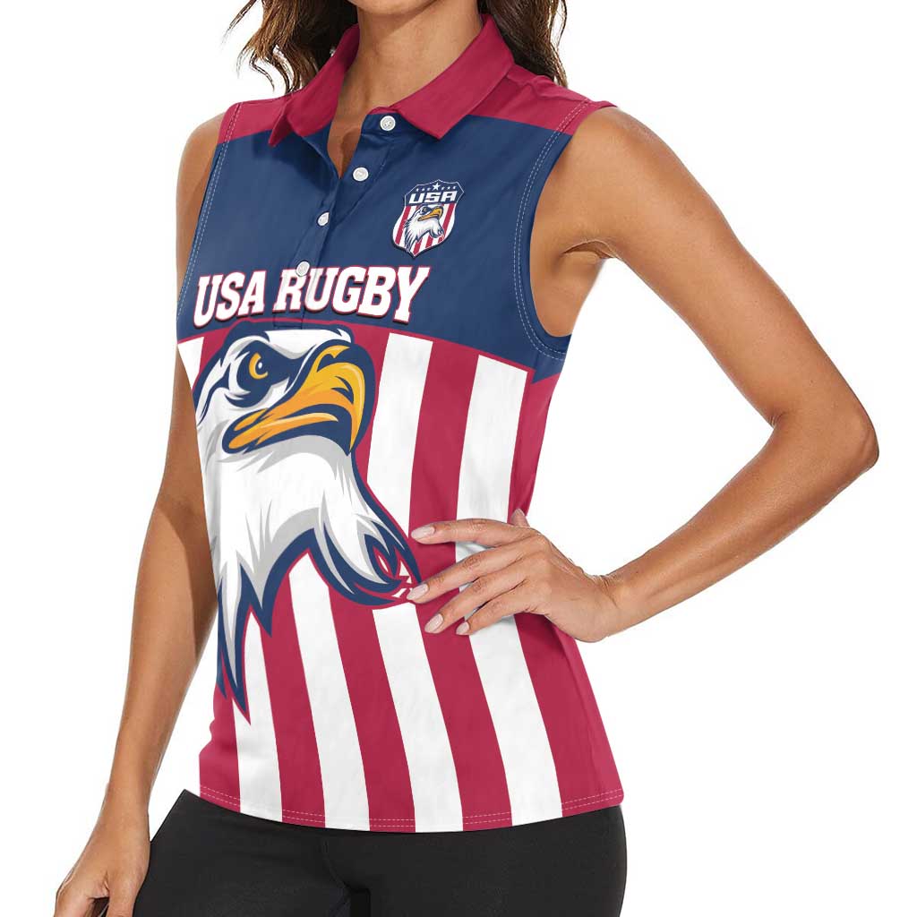 USA 2025 Rugby Custom Women Sleeveless Polo Shirt Come On Eagle
