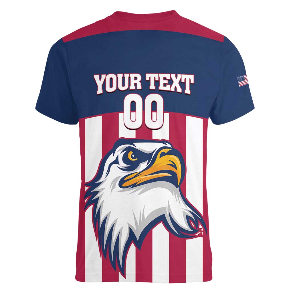 USA 2025 Rugby Custom Women V-Neck T-Shirt Come On Eagle