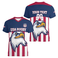 USA 2025 Rugby Custom Women V-Neck T-Shirt Come On Eagle