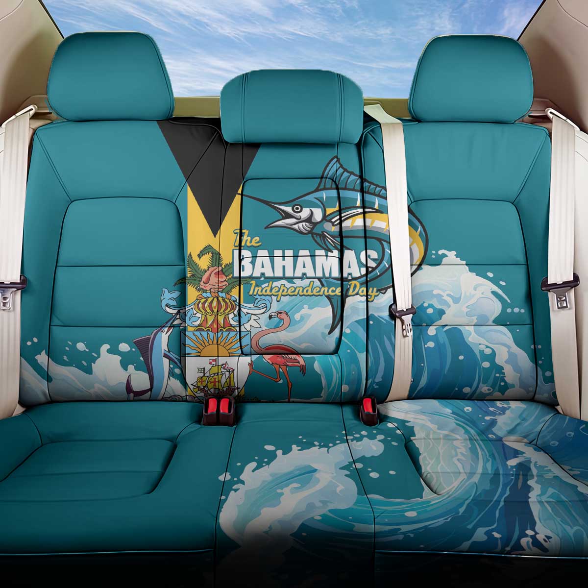 The Bahamas Independence Day Back Car Seat Cover Bahamian Blue Marlin National Color