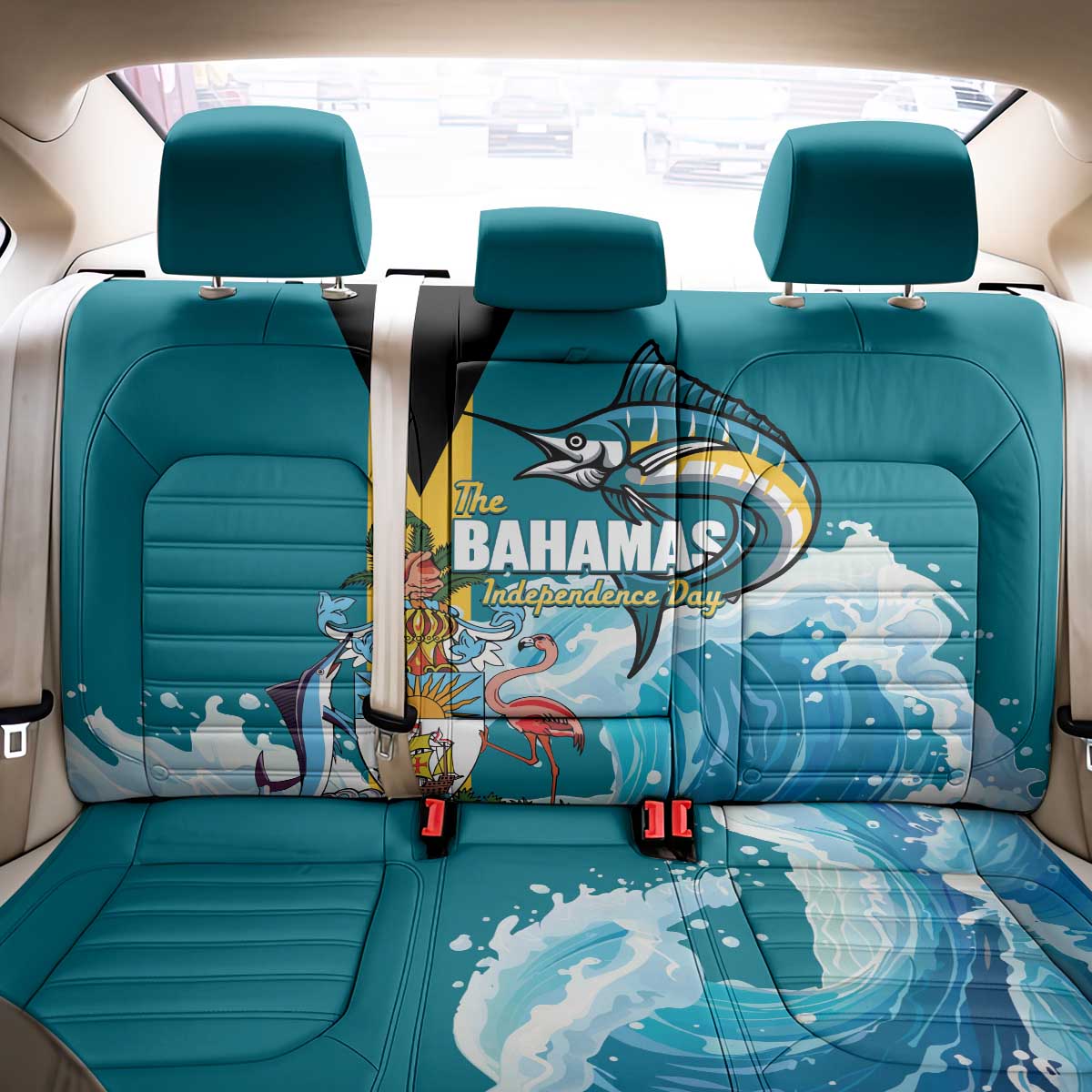 The Bahamas Independence Day Back Car Seat Cover Bahamian Blue Marlin National Color