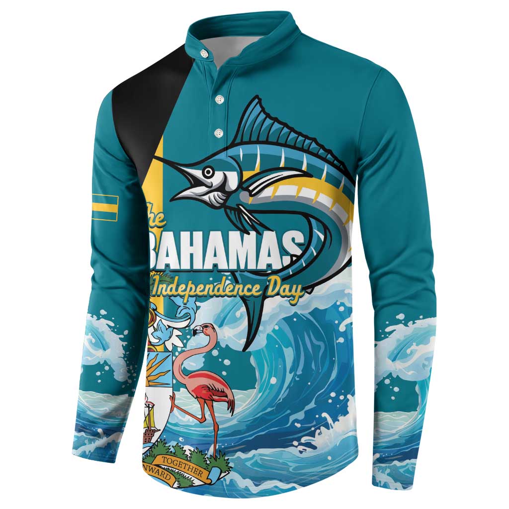 The Bahamas Independence Day Button Sweatshirt Bahamian Blue Marlin National Color