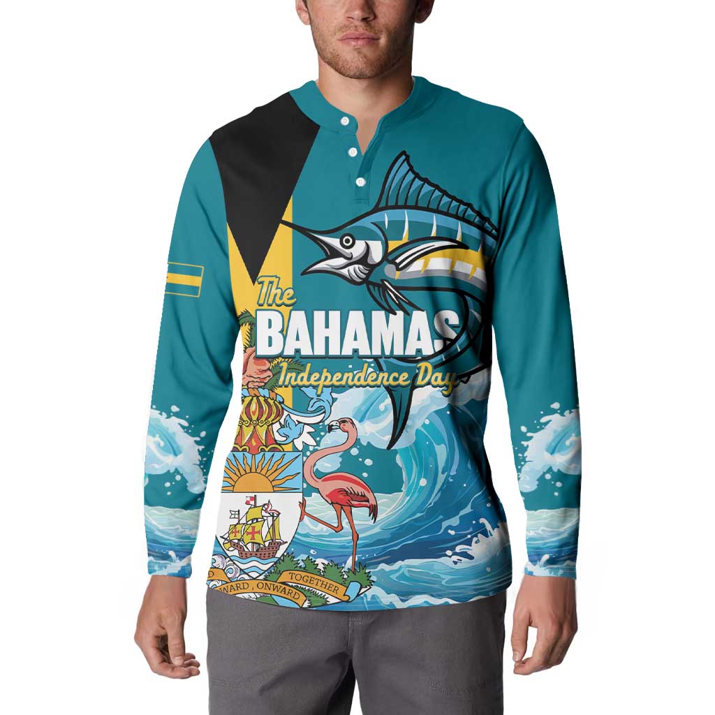 The Bahamas Independence Day Button Sweatshirt Bahamian Blue Marlin National Color