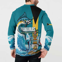The Bahamas Independence Day Button Sweatshirt Bahamian Blue Marlin National Color