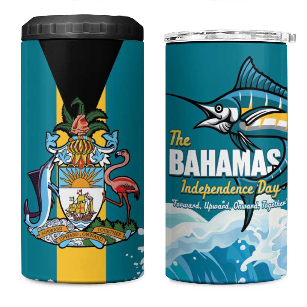 The Bahamas Independence Day 4 in 1 Can Cooler Tumbler Bahamian Blue Marlin National Color