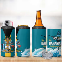 The Bahamas Independence Day 4 in 1 Can Cooler Tumbler Bahamian Blue Marlin National Color