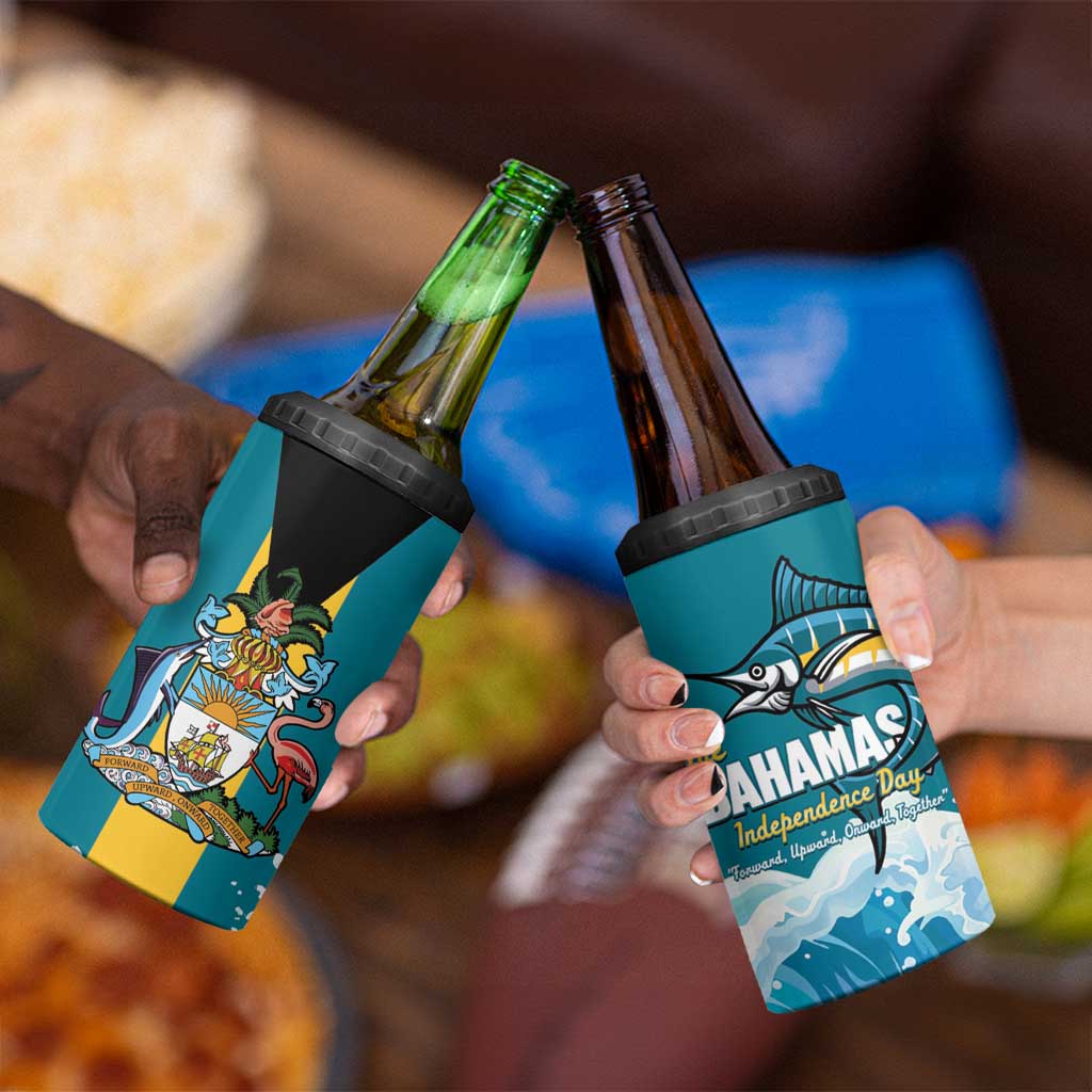 The Bahamas Independence Day 4 in 1 Can Cooler Tumbler Bahamian Blue Marlin National Color