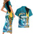 The Bahamas Independence Day Couples Matching Short Sleeve Bodycon Dress and Hawaiian Shirt Bahamian Blue Marlin National Color