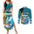The Bahamas Independence Day Couples Matching Summer Maxi Dress and Long Sleeve Button Shirt Bahamian Blue Marlin National Color