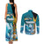 The Bahamas Independence Day Couples Matching Tank Maxi Dress and Long Sleeve Button Shirt Bahamian Blue Marlin National Color