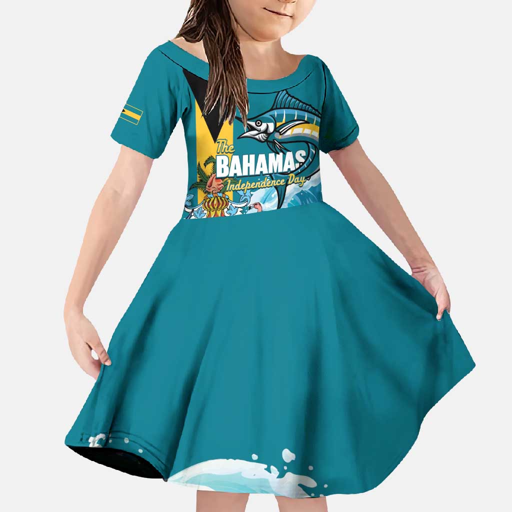 The Bahamas Independence Day Family Matching Mermaid Dress and Hawaiian Shirt Bahamian Blue Marlin National Color