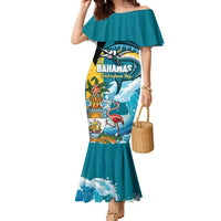 The Bahamas Independence Day Family Matching Mermaid Dress and Hawaiian Shirt Bahamian Blue Marlin National Color