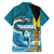 The Bahamas Independence Day Family Matching Off The Shoulder Long Sleeve Dress and Hawaiian Shirt Bahamian Blue Marlin National Color