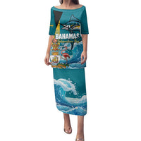 The Bahamas Independence Day Family Matching Puletasi and Hawaiian Shirt Bahamian Blue Marlin National Color