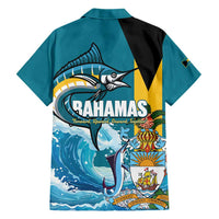 The Bahamas Independence Day Family Matching Short Sleeve Bodycon Dress and Hawaiian Shirt Bahamian Blue Marlin National Color