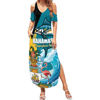 The Bahamas Independence Day Family Matching Summer Maxi Dress and Hawaiian Shirt Bahamian Blue Marlin National Color